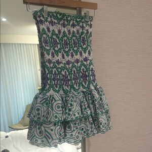 Elegant Green and Purple Patterned Skirt